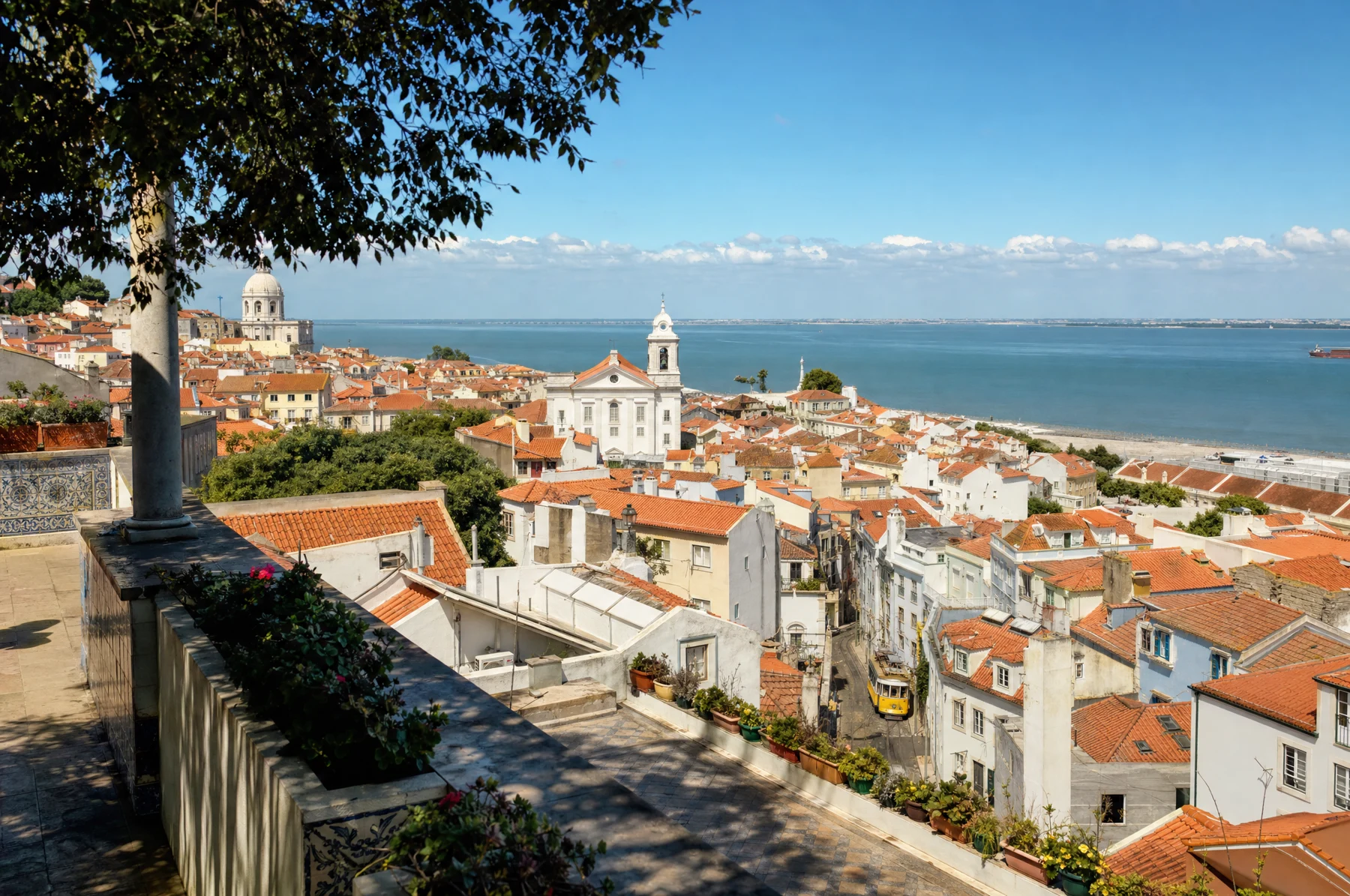 Illustrative travel scene inspired by Lisbon