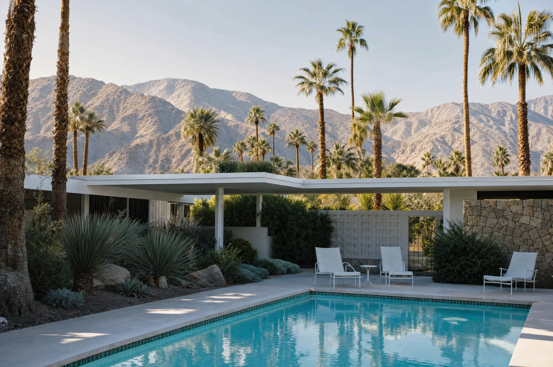 Illustrative travel scene inspired by Palm Springs